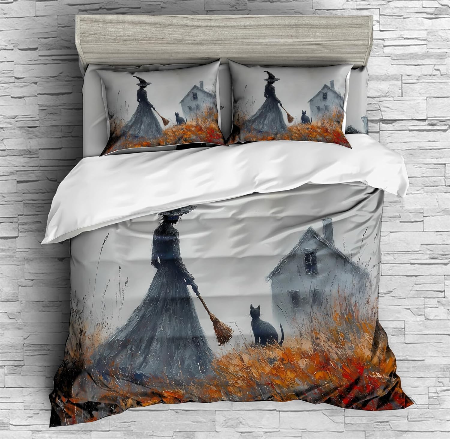 REALIN Colorful Retro Witch Print Duvet Cover Set Mystic Witch Art Bedding Girl Boy Kids Bed Sets 3/4PCS Quilt Covers/Sheets/Pillow Shams,Twin/Full/Queen/King (A,King-229x259cm-3PCS)