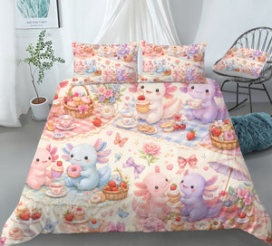 Sweet Kawaii Axolotl Duvet Cover Set - Print 15