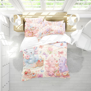 Sweet Kawaii Axolotl Duvet Cover Set - Print 17