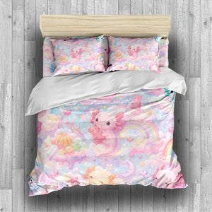 Sweet Kawaii Axolotl Duvet Cover Set - Print 19