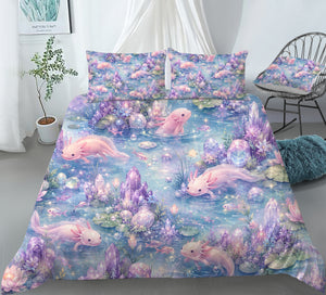 Dreamy Axolotl Fantasy Duvet Cover Set - Print 3