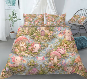Dreamy Axolotl Fantasy Duvet Cover Set - Print 15