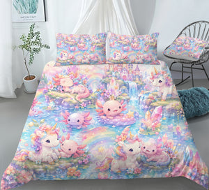 Dreamy Axolotl Fantasy Duvet Cover Set - Print 33