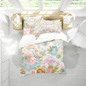 Axolotl Capybara Frog Duvet Cover Set - Print 29
