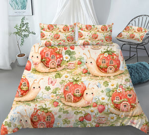 Cute Snail Duvet Cover Set - Print 3
