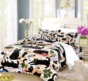 Black Cat Duvet Cover Set - Print 12