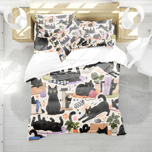 Black Cat Duvet Cover Set - Print 11