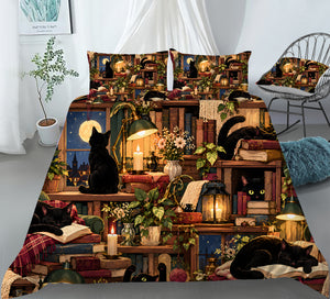 Black Cat Duvet Cover Set - Print 15