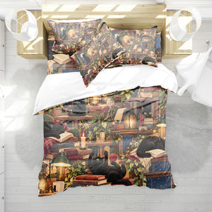 Black Cat Duvet Cover Set - Print 17