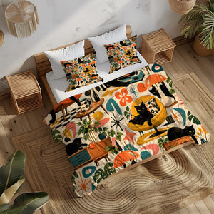 Black Cat Duvet Cover Set - Print 20