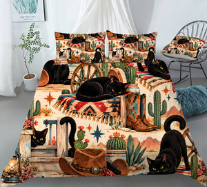 Black Cat Duvet Cover Set - Print 27