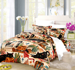 Black Cat Duvet Cover Set - Print 30