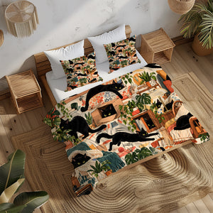 Black Cat Duvet Cover Set - Print 32