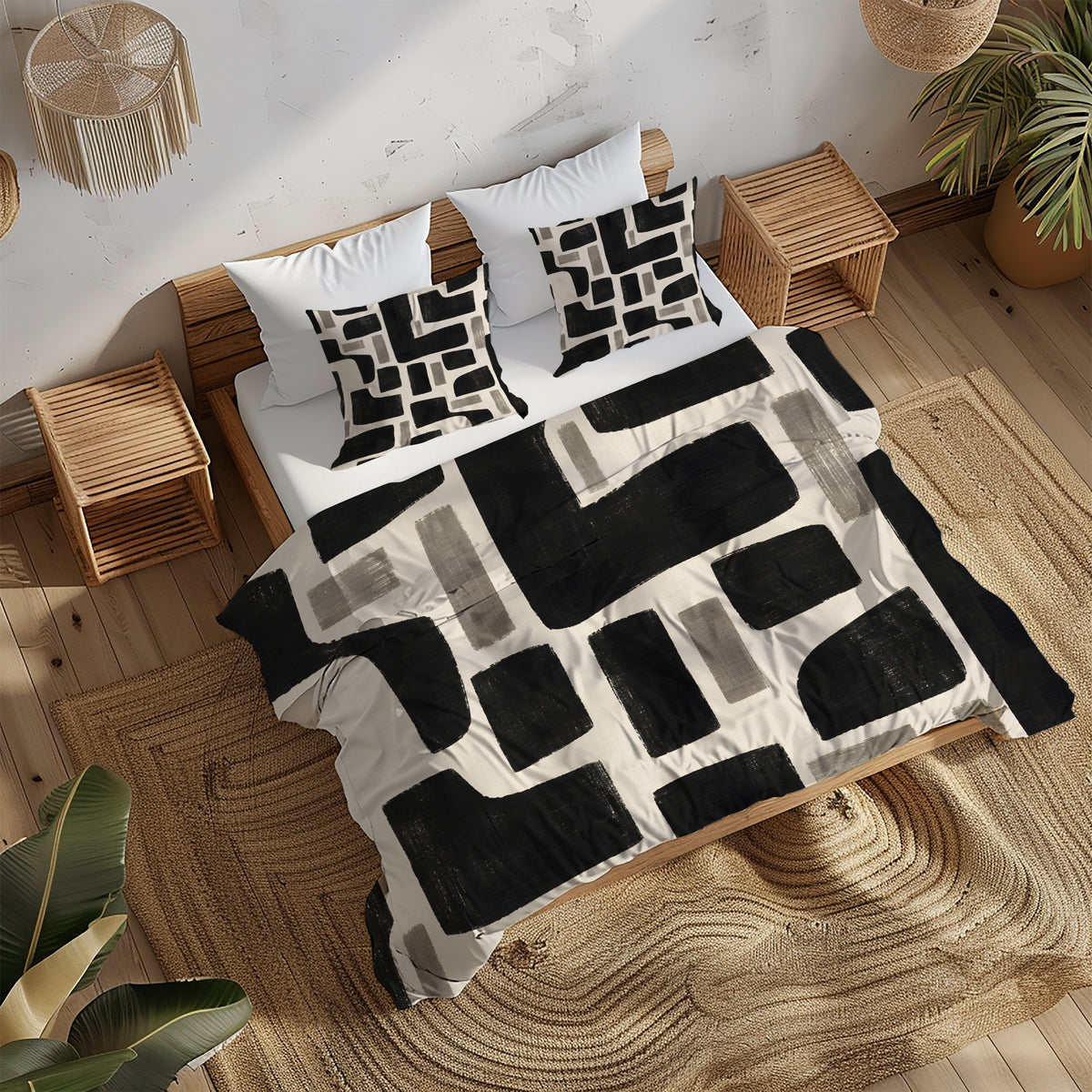 Contemporary Earth & Loom Geometry Duvet Cover Set