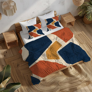 Contemporary Earth & Loom Geometry Duvet Cover Set - Print 32