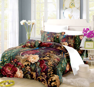Regal Peacock Duvet Cover Set - Print 36