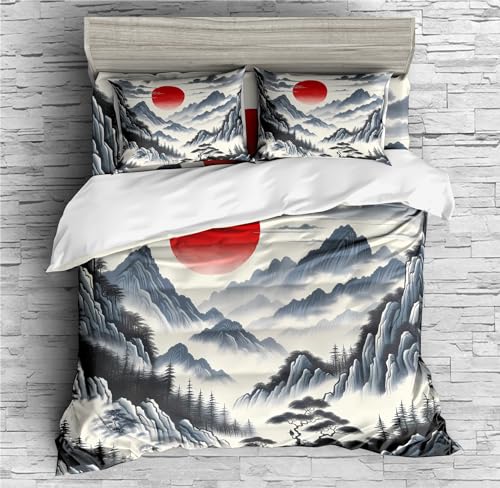 Mountain Forest Bedding Cloud and Mist on The Mountaintop Duvet Cover Set