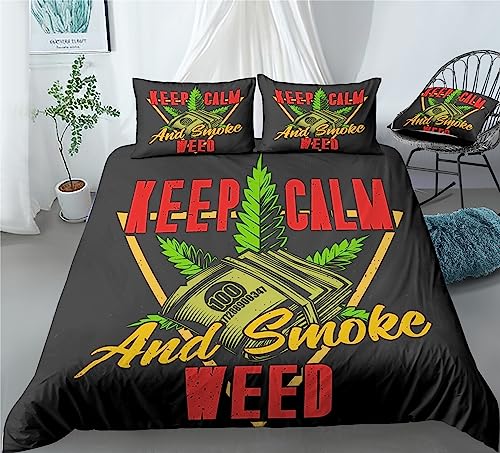 Vintage Marijuana Decorative Bedding Hemp Plants Prints Duvet Cover Set
