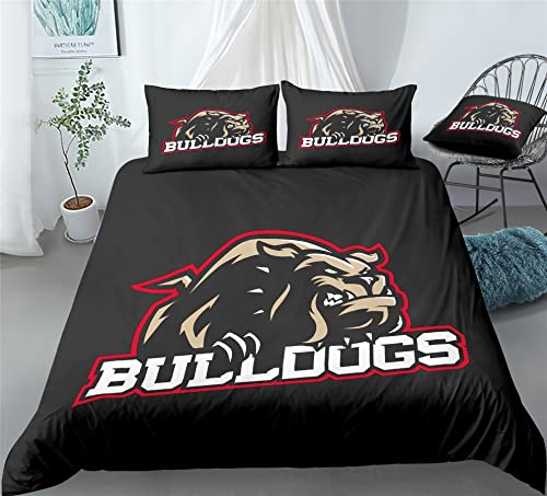 REALIN Bulldog Pets Bedding Olde English Bulldogge Animal Canis Duvet Cover Set Girl Boy Kids Bed Sets 2/3/4PCS Quilt Covers/Sheets/Pillow Shams,Twin/Full/Queen/King (B,Queen-228x228cm-4PCS)