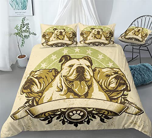 Olde English Bulldogge Animal Puppies Bedding Bulldog Pets Duvet Cover Set
