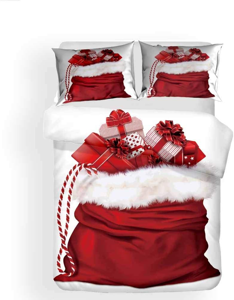 REALIN Cartoon Christmas Duvet Cover Set Gingerbread Man Bedding Reindeer Christmas Tree Bed Sets 2/3/4PCS Quilt Covers/Sheets/Pillow Shams,Twin/Full/Queen/King (B,Twin-172x218cm-3PCS)