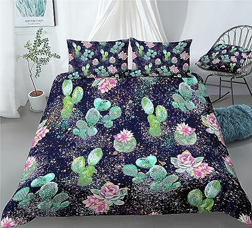 Succulent Plant Bedding Cactus Flower Green Plant Duvet Cover Set