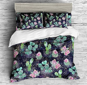 Succulent Plant Bedding Cactus Flower Green Plant Duvet Cover Set - Print 5