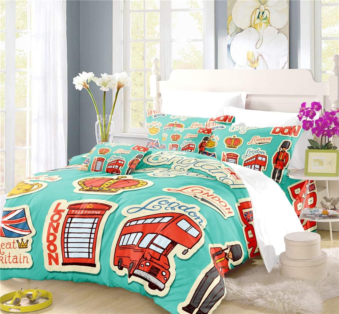 REALIN The Union Flag Duvet Cover Set The Union Jack Bedding Household Guards Retro Bed Sets 2/3/4PCS Quilt Covers/Sheets/Pillow Shams,Twin/Full/Queen/King (D,Queen-228x228cm-3PCS)