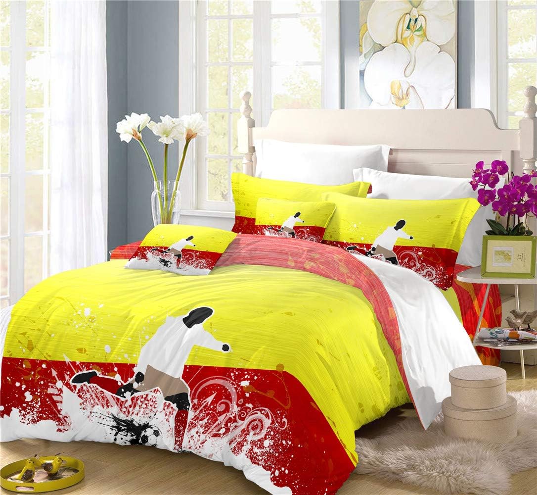REALIN Spain Flags Duvet Cover Set Football Competition Bedding Fans Bed Sets 2/3/4PCS Quilt Covers/Sheets/Pillow Shams,Twin/Full/Queen/King (C,King-229x259cm-3PCS)