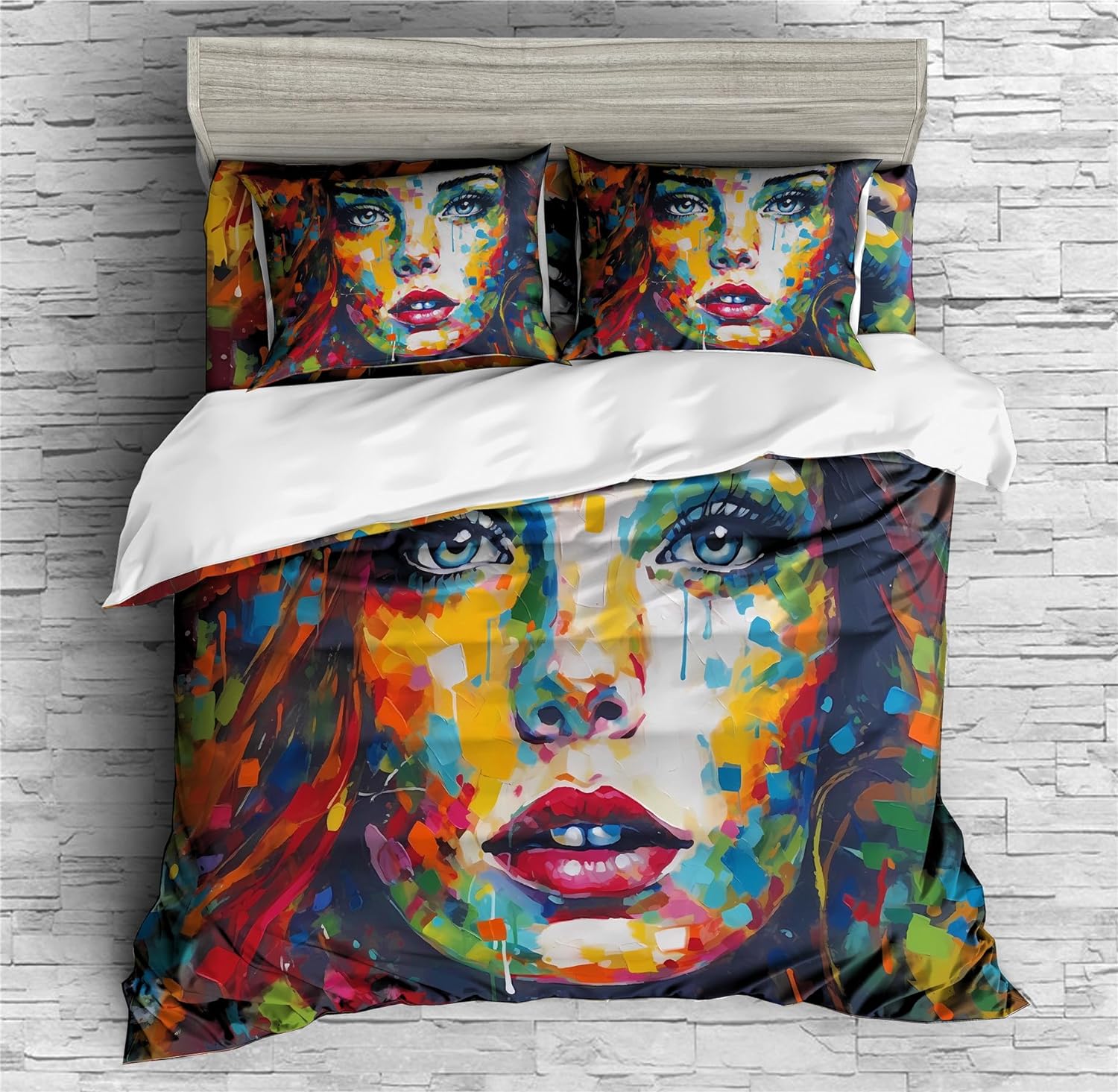 REALIN Retro Art Elegant Women Duvet Cover Set Retro POP Art Women Art Bedding Girl Boy Kids Bed Sets 2/3/4PCS Quilt Covers/Sheets/Pillow Shams,Twin/Full/Queen/King (A,Full-200x229cm-3PCS)