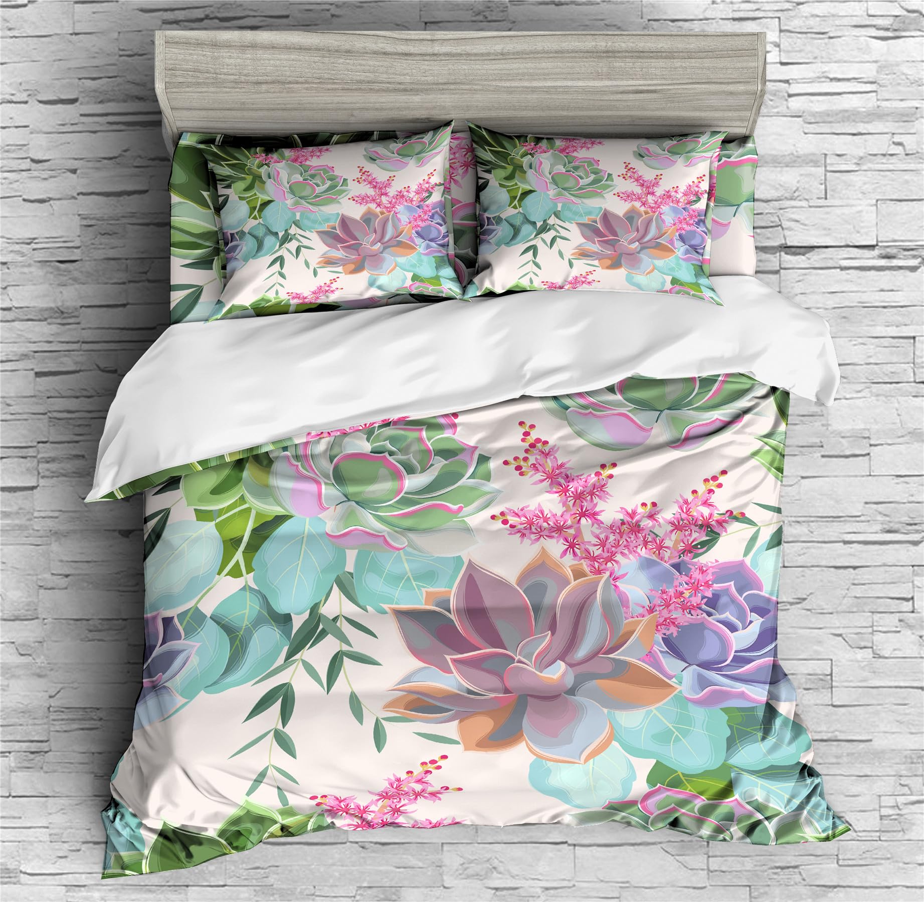 Hand-Painted Cactus Bedding Succulent Plants Green Plants Duvet Cover Set