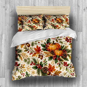 Fall Harvest & Christmas Duvet Cover Set - Print 1