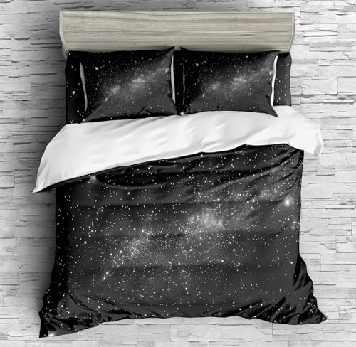 REALIN Galaxy Cosmic Print Duvet Cover Set Night Sky Starry Sky Themed Bedding Girl Boy Kids Bed Sets 3/4PCS Quilt Covers/Sheets/Pillow Shams,Twin/Full/Queen/King (B,Full-200x229cm-4PCS)