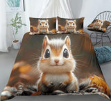 Cute Chipmunks Animal Prints Bedding Cartoon Chipmunks Duvet Cover Set - Print 1