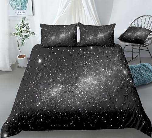 REALIN Galaxy Cosmic Print Bedding Night Sky Starry Sky Themed Duvet Cover Set Girl Boy Kids Bed Sets 3/4PCS Quilt Covers/Sheets/Pillow Shams,Twin/Full/Queen/King (A,Full-200x229cm-4PCS)