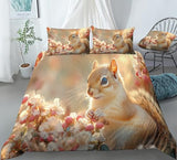 Chipmunk Print Bedding Chipmunk Nature Animal Pattern Duvet Cover Set - Print 1