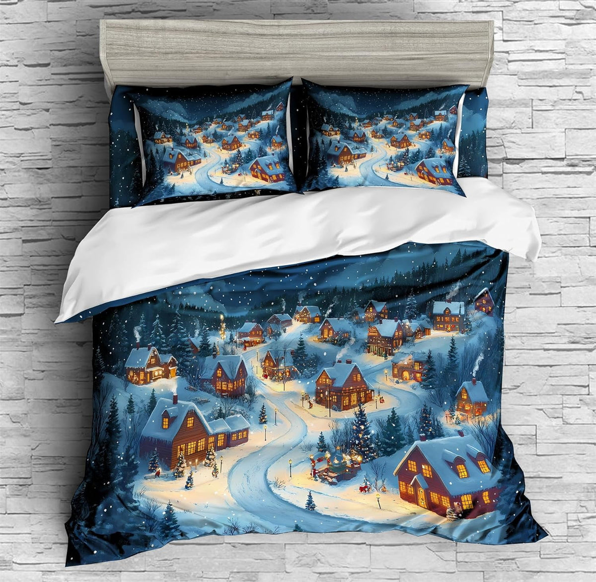 Christmas Winter Wonderland Small Town Bedding Small Town Duvet Cover Set