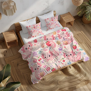 Sweet Kawaii Axolotl Duvet Cover Set - Print 2