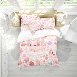 Sweet Kawaii Axolotl Duvet Cover Set - Print 5