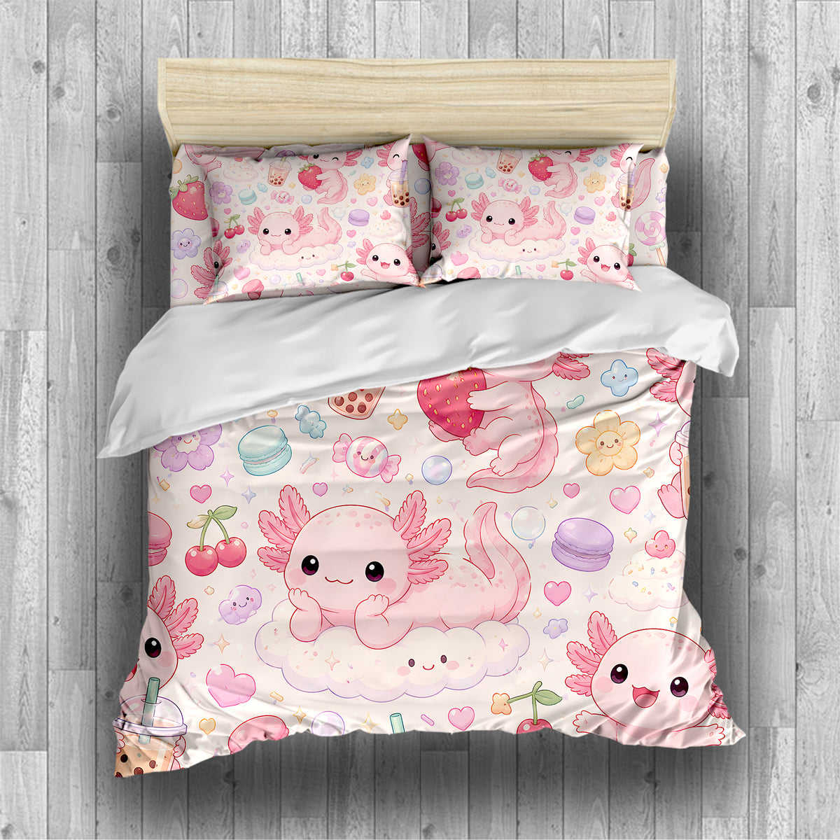 Sweet Kawaii Axolotl Duvet Cover Set - Print 1