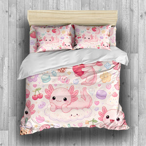 Sweet Kawaii Axolotl Duvet Cover Set - Print 1
