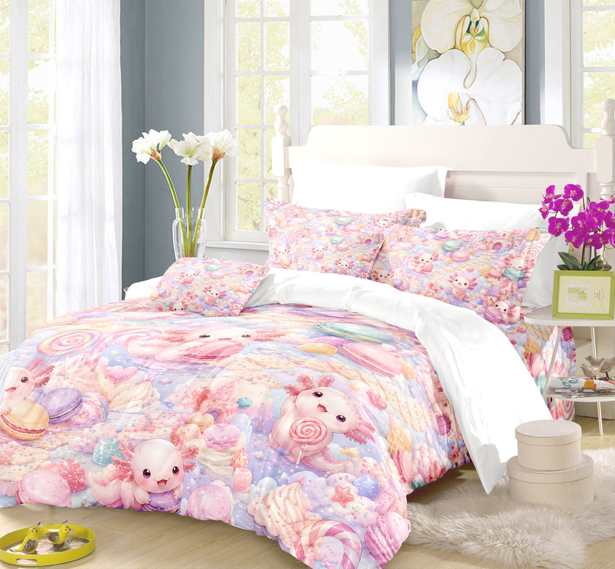 Sweet Kawaii Axolotl Duvet Cover Set - Print 12