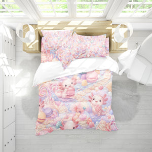 Sweet Kawaii Axolotl Duvet Cover Set - Print 11