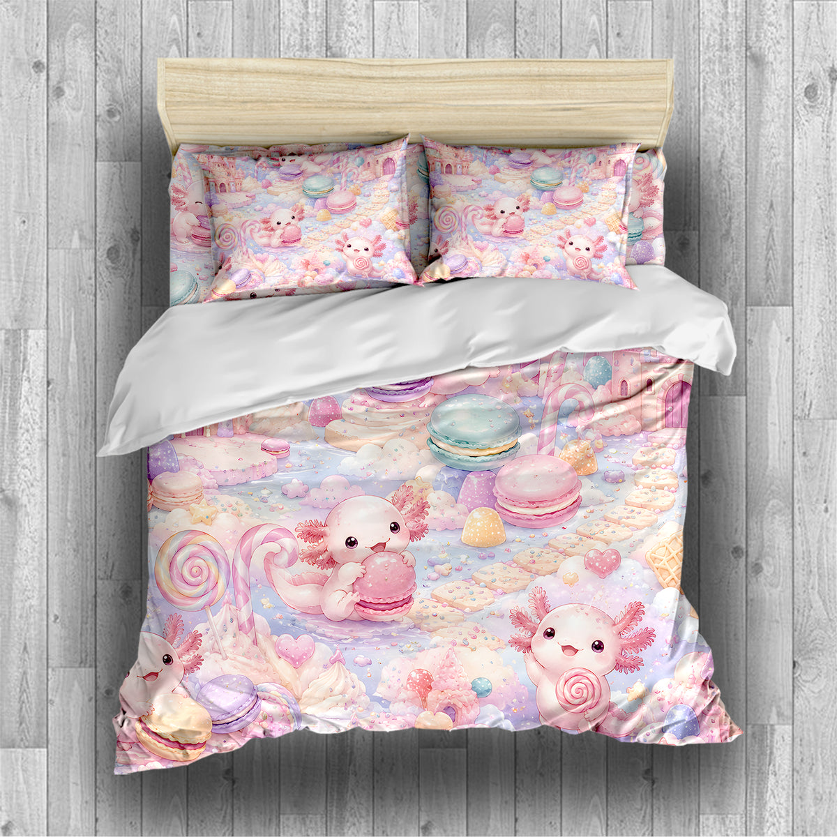 Sweet Kawaii Axolotl Duvet Cover Set - Print 7