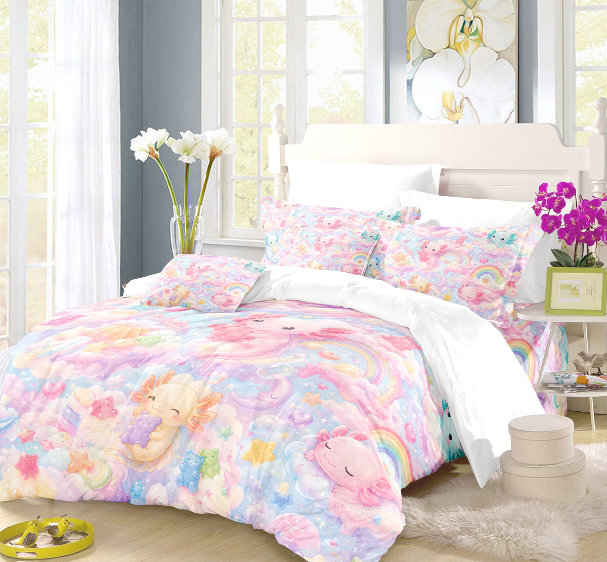 Sweet Kawaii Axolotl Duvet Cover Set - Print 24