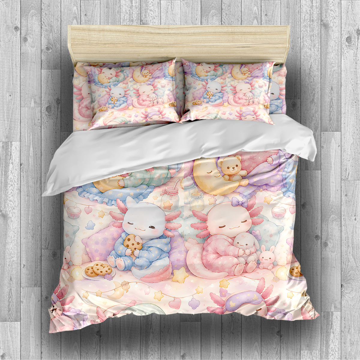 Sweet Kawaii Axolotl Duvet Cover Set - Print 25