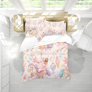Sweet Kawaii Axolotl Duvet Cover Set - Print 35