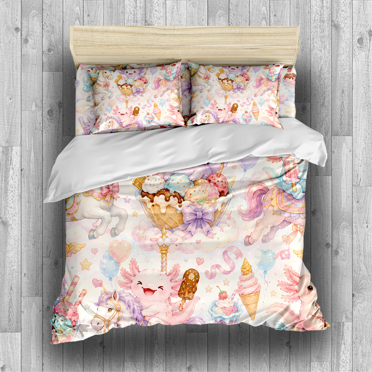 Sweet Kawaii Axolotl Duvet Cover Set - Print 31
