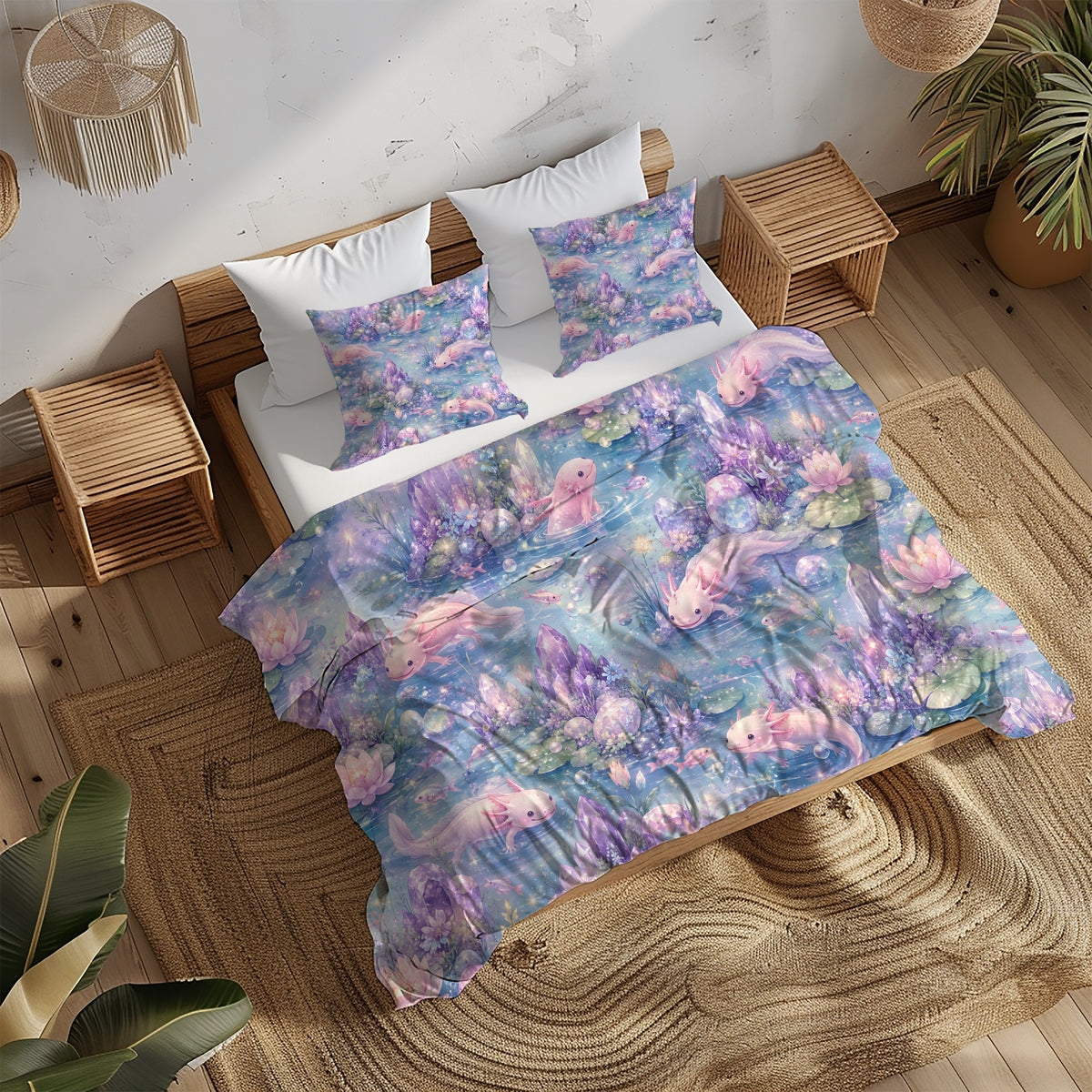 Dreamy Axolotl Fantasy Duvet Cover Set - Print 2