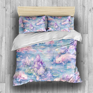 Dreamy Axolotl Fantasy Duvet Cover Set - Print 1